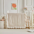 Lace Ruffle Crib Bedding Set 3 Pieces Baby Boho Lace Quilted Comforter - Image 2