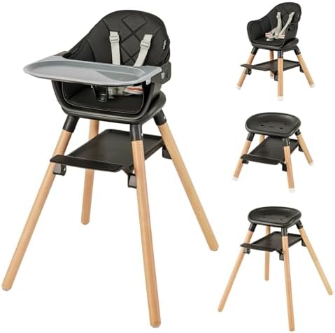 BABY JOY Baby High Chair, 6 in 1 Convertible Wooden High Chair by BABYJOY