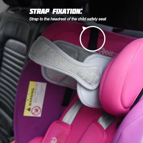 Car Seat Head Support Strap Adjustable Mesh Relief Band Gray White - Image 2