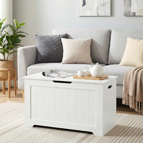 Storage Chest with Flip-top Lid, Large Wood Trunk Bench with Safety Hinge - Image 5