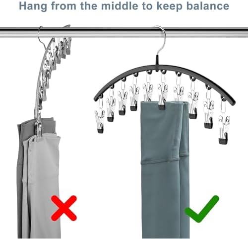 Legging Organizer for Closet, Metal Yoga Pants Hangers 1 Pack w/10 Clips Holds - Image 5