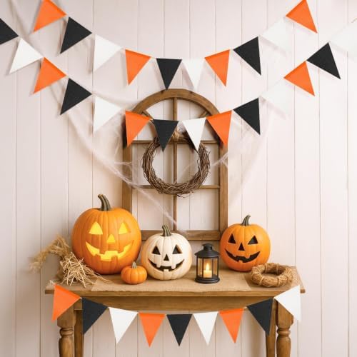 G2PLUS Halloween Bunting Pennant Banners Triangle Flag Black Orange - Image 4
