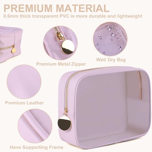 YOPCDJ 2PCS Clear Makeup Bag Set, Waterproof TPU Purse Organizer Pouches - Image 4