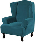 H.VERSAILTEX Wingback Chair Covers Velvet Plush Wing Chair Slipcover 1 Piece by HVERSAILTEX