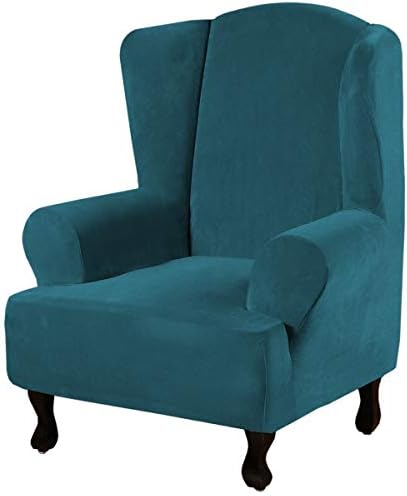 H.VERSAILTEX Wingback Chair Covers Velvet Plush Wing Chair Slipcover 1 Piece by HVERSAILTEX
