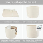 XUANGUO Cotton Rope Basket For Girls Boys Kids 16”X14” White - Image 7