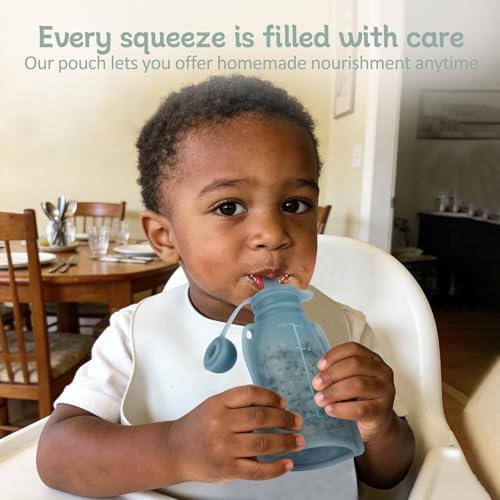 Eascrozn 4 Pack Silicone Reusable Baby Food Pouches - Image 6