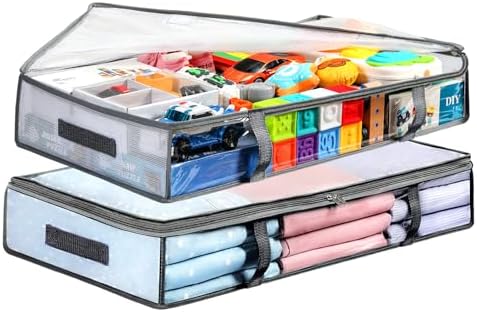 2 Pack Under Bed Storage Containers Bins, Humid-Proof Plastic Underbed Storage by MakeLifeBetterEasier
