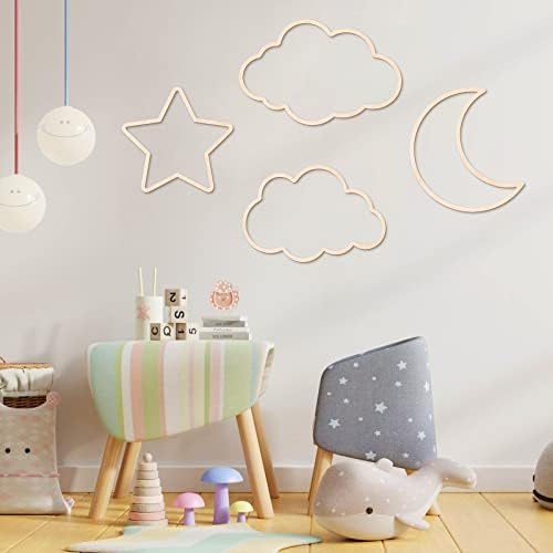 Kathfly 4 Pcs Boho Nursery Wall Decor, Cloud Moon Star - Image 5