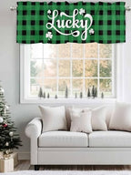 St. Patrick's Day Buffalo Plaid Kitchen Curtains Valances - Image 4