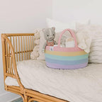 OrganiHaus Pastel Rainbow Rope Diaper Caddy Organizer, Nursery Basket - Image 5