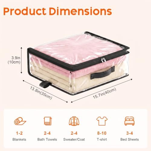 5 Pack Clear Storage Bags with Zipper Handles, Sheet Organizers and Storage - Image 4