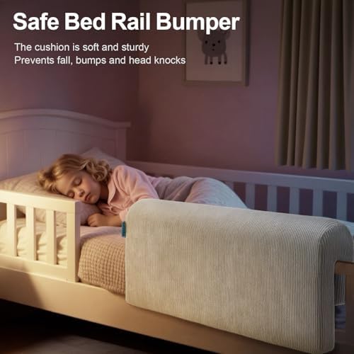 AEOCOO Bed Rail Bumpers for Toddlers, J-Shaped 2.3 Ft Kid Bed Bumpers - Image 2