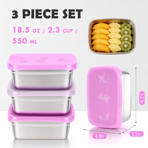 Tanjiae 3-Pack Stainless Steel Snack Containers - Image 4