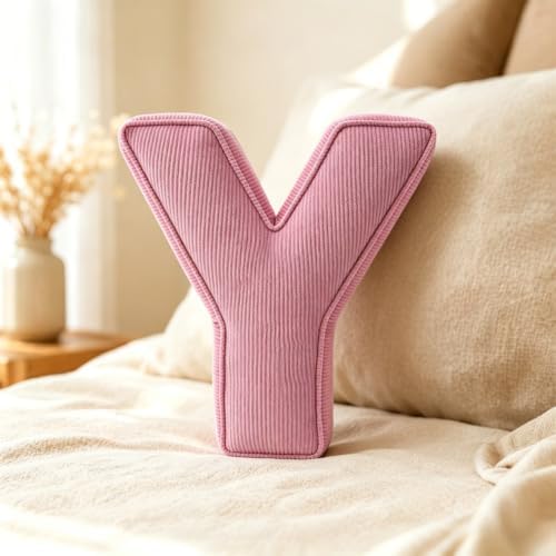 Pink Letter Plush Pillow, Letter Hugging Throw Pillows, Decorative Corduroy by Shapeazy