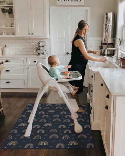 Blissful Diary Baby Splat Mat for Under High Chair, 50.4 x 50.4 Inch Wipeable - Image 5