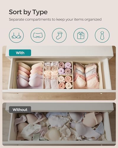 SONGMICS Drawer Organizers, Foldable Fabric Storage Boxes - Image 3