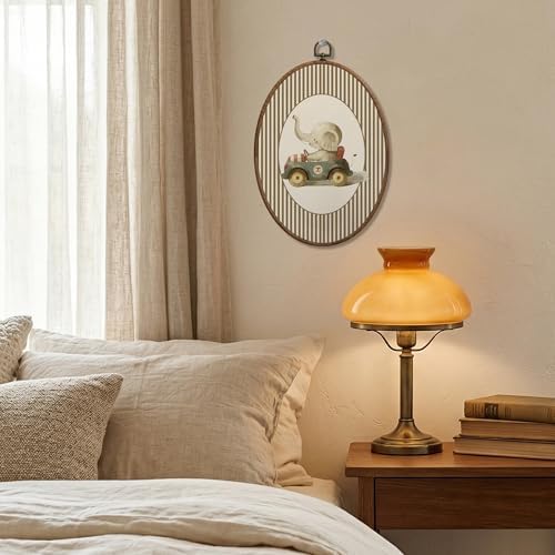 SONMYSULIL Vintage Car Elephant Nursery Wall Art Decor, Animal Nursery Oval - Image 2
