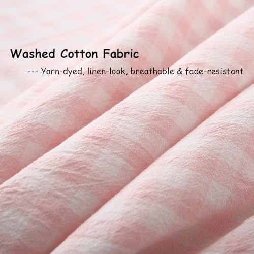 Blush White Gingham Ruffle Body Pillow Cover 20"x54" - Image 6