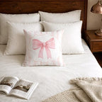Coquette Pink Bow Pillow Covers 18x18, Coquette Room Decor, Blush Pink Striped - Image 5