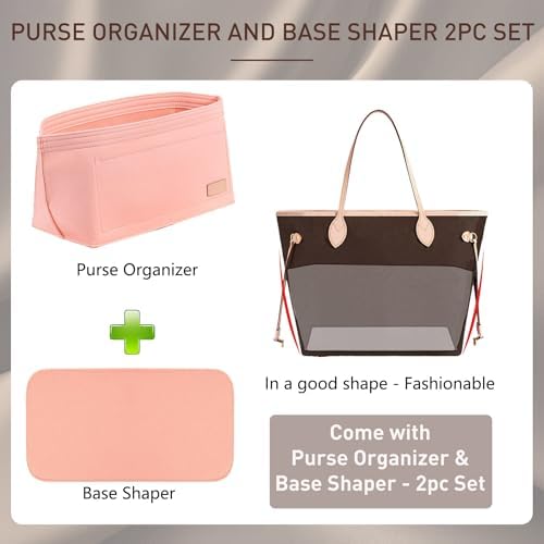 Doxo Purse Organizer Insert for Handbags & Base Shaper 2pc Set, Felt Neverfull - Image 3