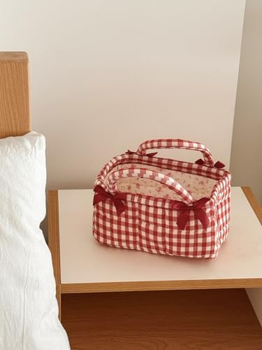 Small Storage Basket Organizer, Mini Fabric Gingham Storage Baskets - Image 2