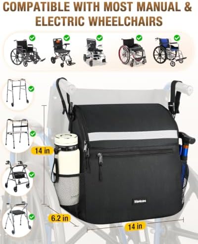 Tiptops Wheelchair Back Bag, Wheelchair Accessories Large Capacity Wheelchair - Image 3
