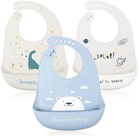 Baby Silicone Feeding Bibs by YINGJEE