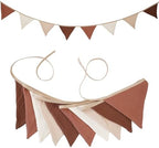 Pennant Banners Bunting Flags Beige and Coffee, Garland Triangle Banners Fabric - Image 4