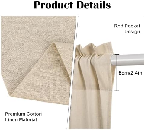 FRAMICS Farmhouse Valance Curtains, Boho Cotton Linen Kitchen Valance, Rustic - Image 3