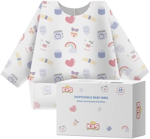 KIIS Disposable Baby Bibs, Waterproof Smock Bibs, Full Coverage by KIIS