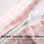 2 Pack Blush White Gingham Ruffle Throw Pillow Covers 18''x18'' - Image 5