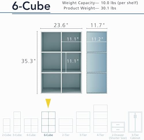 Homes: Inside + Out Apexa 6-Cube Storage Organizer Shelves, Stackable Wood - Image 3