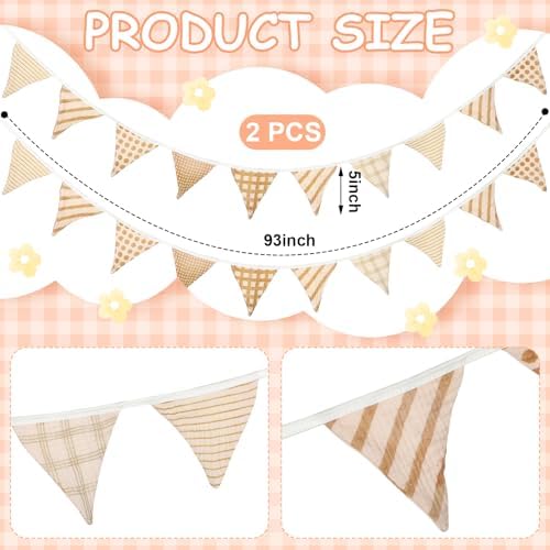 Oudain 2 Pcs Pennant Banner Flags Nursery Garland Triangle, Vivid Color - Image 2
