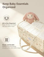 Quilted Floral Diaper Caddy Organizer, Nursery Storage Basket - Image 2