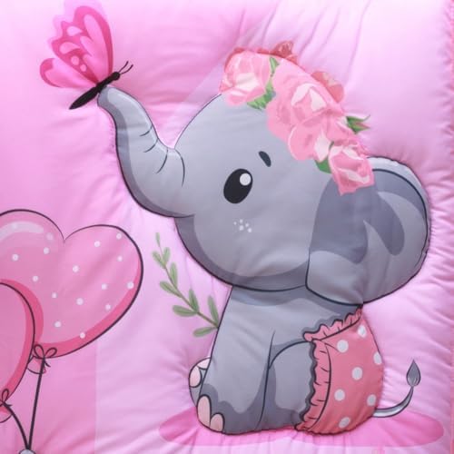 Baby Girl Crib Bedding Set Pink Elephant Crib Nursery Comforter Bed Sets Decor - Image 6