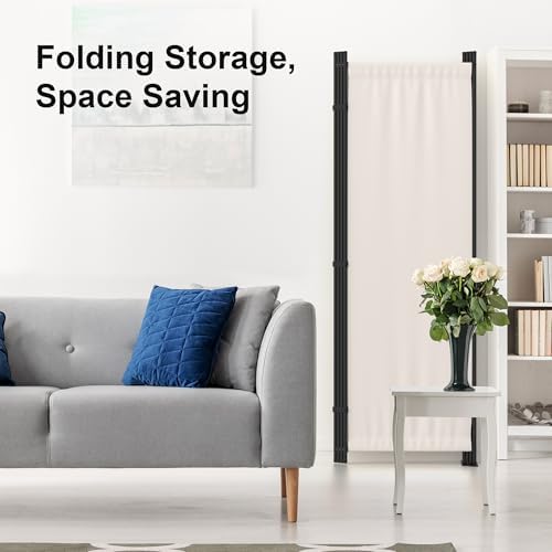 Room Divider 4 Panel Folding Privacy Screen w/ 3 Wide Feet - Image 6