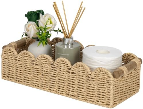 CubesLand Scalloped Toilet Paper Storage Basket W/Handle by CubesLand