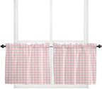 Christmas Kitchen Curtains and Valances Set, Rustic Pink White Buffalo Check - Image 5