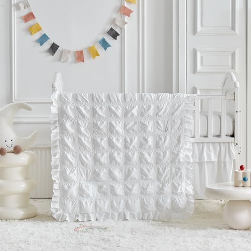 Ruffled Crib Bedding Set Baby Boho Quilted Comforter - Image 2