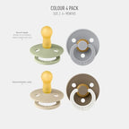 BIBS Colour Soother 4-Pack | BPA Free Dummy Pacifier | Round Nipple | Natural - Image 2