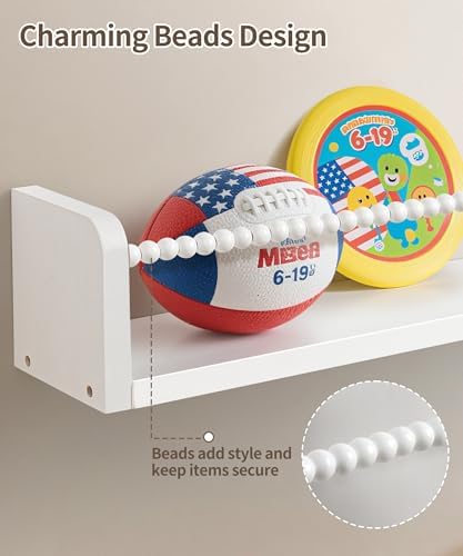 Maxpeuvon Kids Bookshelves for Wall, 23 Inch White Floating Shelf Set of 3 - Image 3
