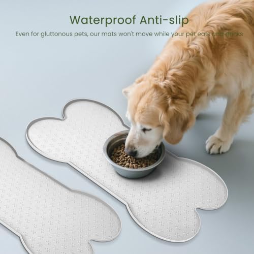 PWTAA Dog Food Mat Anti-Slip Silicone Dog Bowl Mat Thicker Pet Placemat - Image 3