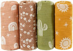 4 Set Muslin Swaddle Blankets Receiving Blanket - Image 2