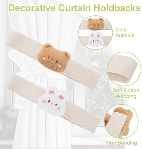 Cute Cartoon Animal Curtain Tiebacks 4Pcs Drape Rope Holdbacks - Image 4