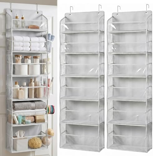 HOMELUX THEORY Over the Door Organizer, 100D Fabric Transparent 2pc by HomeluxTheory
