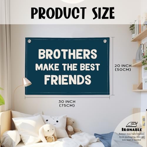 Brothers Make The Best Friends Banner, Boys Room Decor, Toddler Boy Linen - Image 2