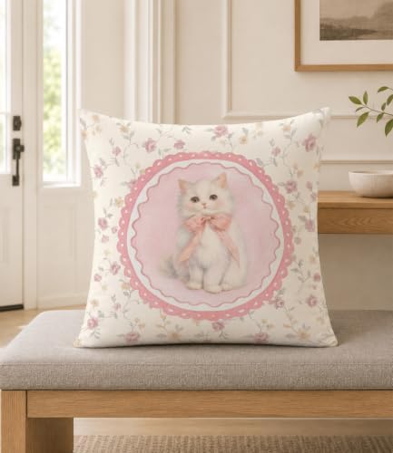 White Cat Pillow Cover 18x18 - Image 5