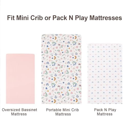 david's kids 3 Pack Mini Crib Sheets, Soft Breathable Premium Pack N Play Sheets - Image 7