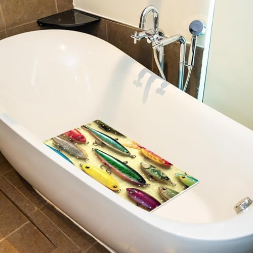 Bathtub Mat Non Slip 26.8x15.1 Inch, Fishing Baits Shower Mat - Image 5